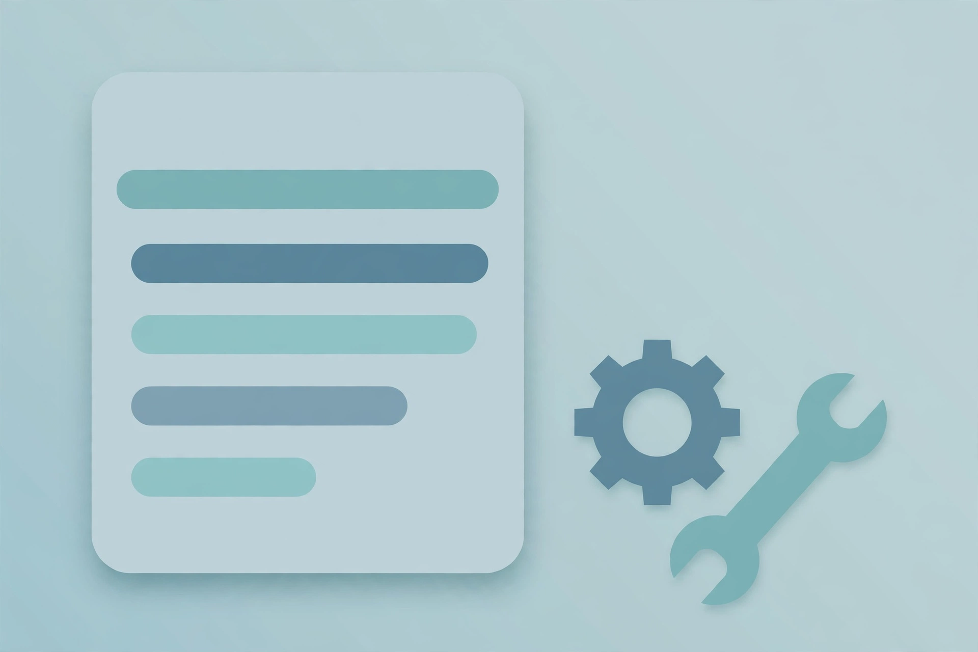 Illustration of a document with skill bars, a gear and a wrench